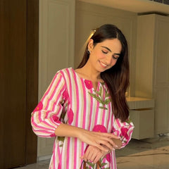 Women’s Striped Floral Cotton Kurta Set