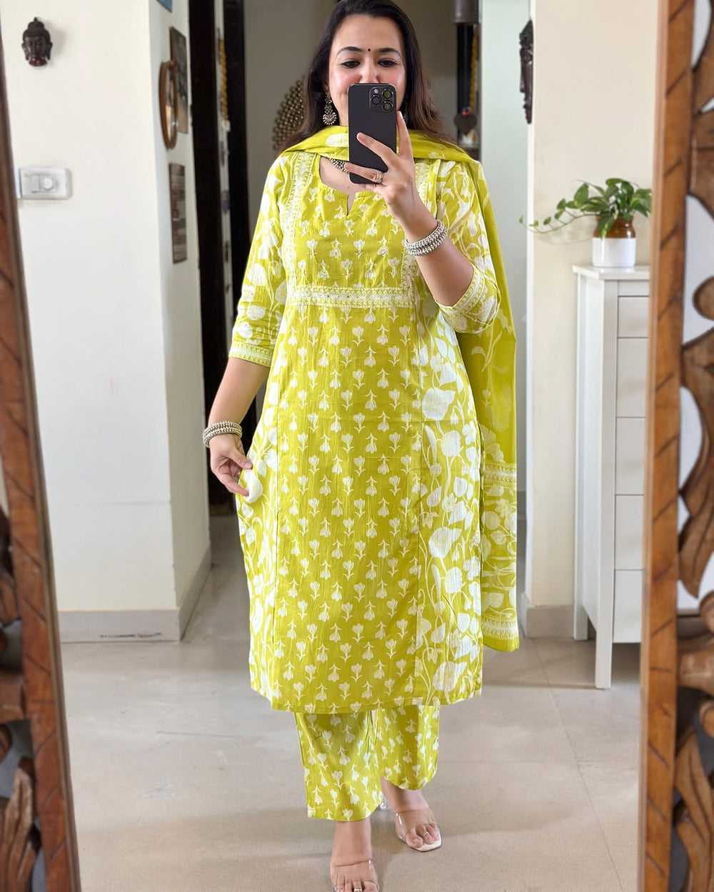 Floral Printed Cotton Kurta Set