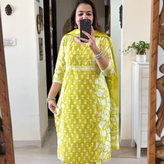 Floral Printed Cotton Kurta Set