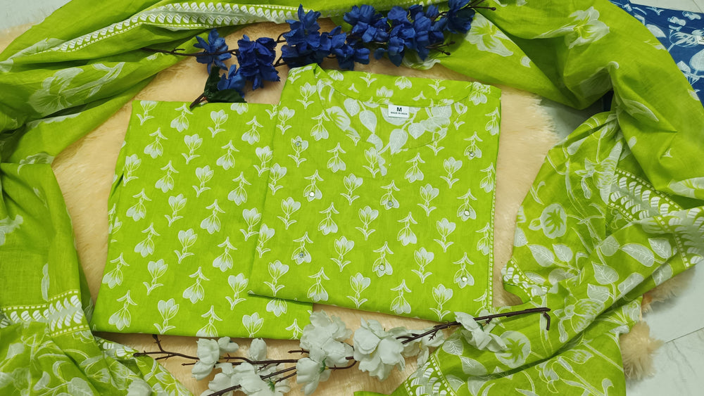 Floral Printed Cotton Kurta Set