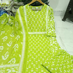 Floral Printed Cotton Kurta Set