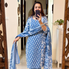 Floral Printed Cotton Kurta Set