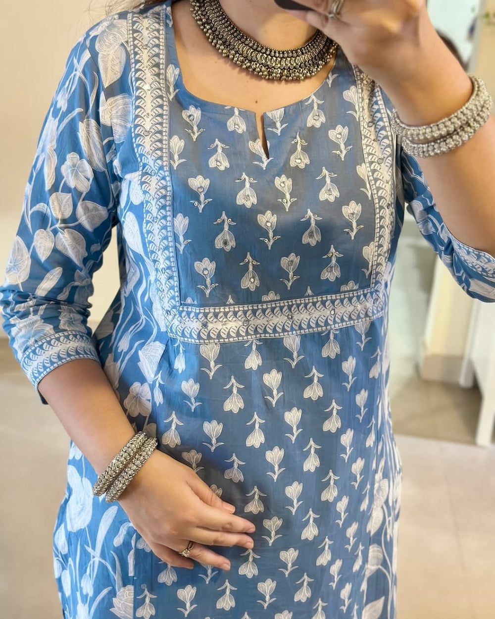 Floral Printed Cotton Kurta Set