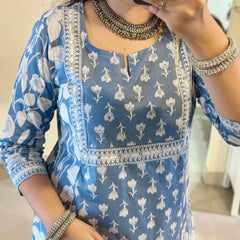 Floral Printed Cotton Kurta Set