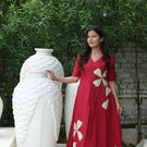 Cotton Red Floral A-Line Suit Set (M to 2XL)