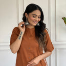 Premium Cotton A-Line Kurti with Side Embroidery