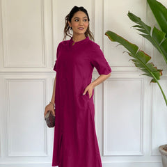 Premium Cotton A-Line Kurti with Side Embroidery