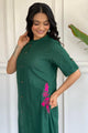 Premium Cotton A-Line Kurti with Side Embroidery