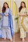 Handblock Floral Printed Cotton Suit Set – Blue & Mustard Yellow Variants