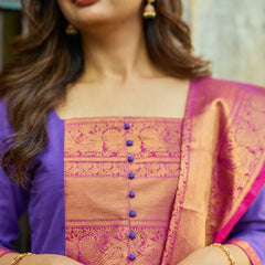 Pure Kanchi Cotton Handwoven Suit Set with Zari Jacquard Dupatta