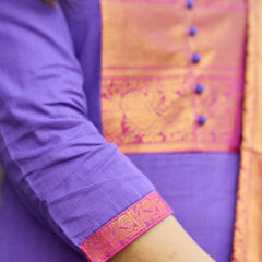 Pure Kanchi Cotton Handwoven Suit Set with Zari Jacquard Dupatta