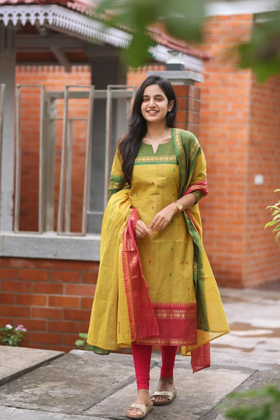 Elegant Ethnic Kanchi Cotton Suit Set