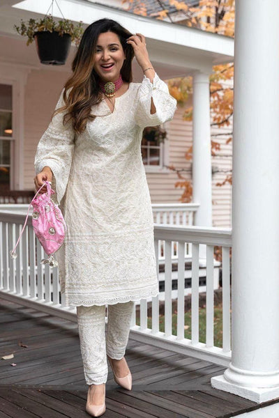 Anarkali Set Cotton Kurta With Embroidery