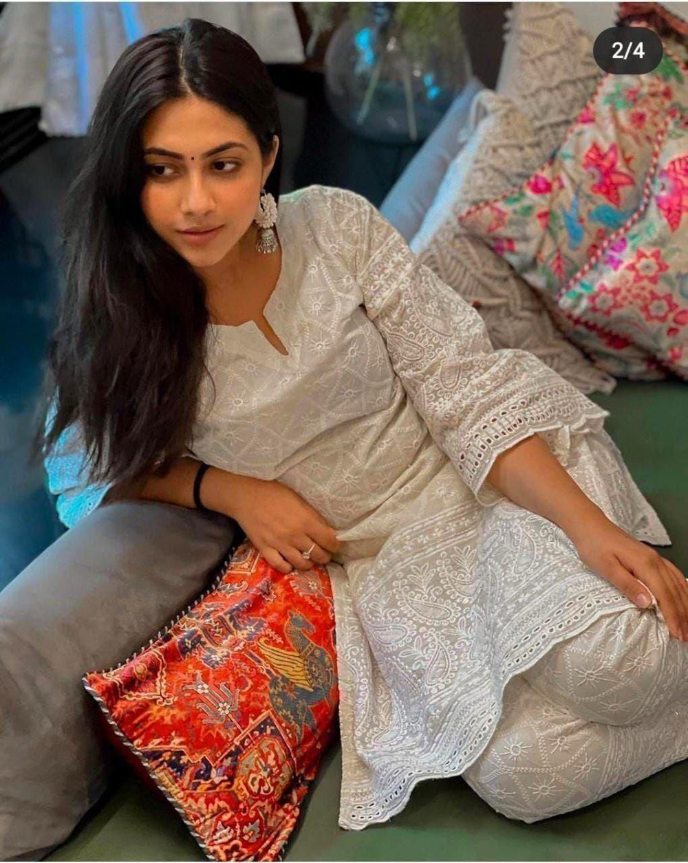 Anarkali Set Cotton Kurta With Embroidery